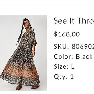 Free People see it through Floral Maxi Dress with Button Detail
